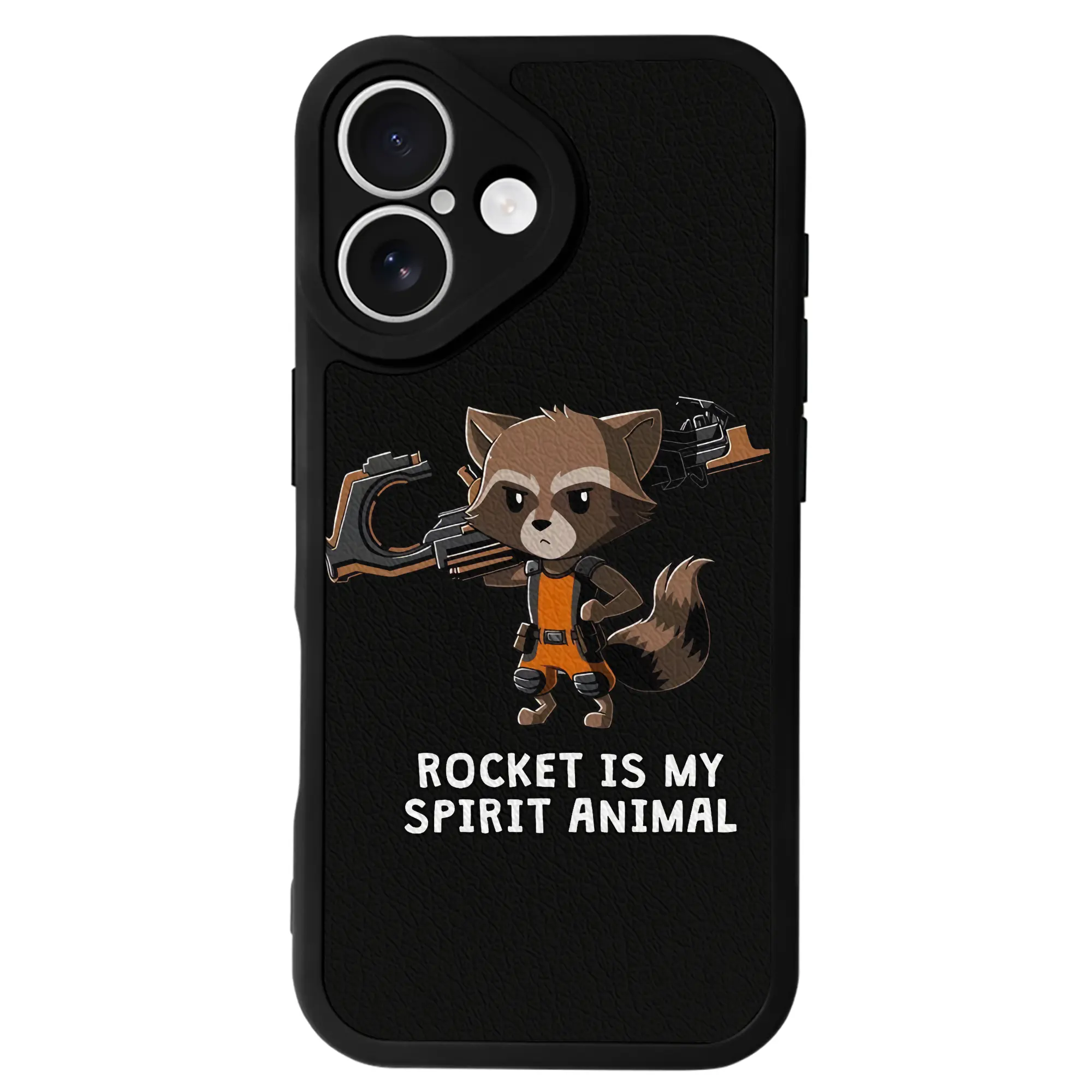 アベンジャーズ (Avenjāzu) グッズ ロケット(Roketto) - IPhone 16シリーズ対応 ・ シリコンスマホケース ・ レザー調 ・ 高精度フィット ・ 耐衝撃 ・ ワイヤレス充電対応 ・ 精密カット